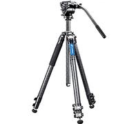 Leofoto - Manba - Trípode de Carbono para cámaras - Incluye Cabezal de vídeo Fluit - Capacidad de Carga de 15 kg - Pies Extensibles - Altura mínima de 12 cm a máx. Altura de 165 cm - LV-323C + BV-10