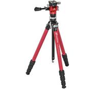 Leofoto Trípode de carbono LY-224C Mr.Y + cabezal panorámico de vídeo BV-0R + base niveladora LB-38 rojo