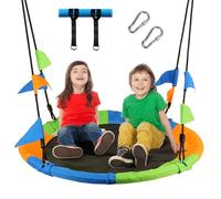 Leogreen ∅120 cm Nido Colgante de Jardín Exterior, con Correas y Juego de Sujeción, para Niños, Amigos y Adultos. Carga 300 kg, Multicolor