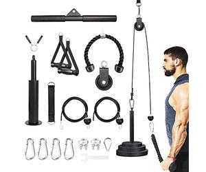 Leogreen 19pcs Poleas Gimnasio para Casa con Cuerda Pesada, Sistema de Cable da Polea Gimnasio, per LAT Pull Down y Liftup, para Tríceps, Bíceps, Rizos, Brazo, Antebrazo, Hombro