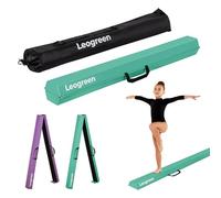 Leogreen Barra de Equilibrio PU Cuero Plegable 270cm, Barra de Gimnasia Artistica para Niños Adultos, Viga de Equilibrio con Bolsa de Transporte y Base Antideslizante Verde