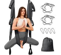 Leogreen Hamaca de Yoga Aéreo Kits, Columpio Yoga Inversión Hamaca para Yoga Anti-Gravedad Nylon Tafetán Capacidad 300kg (Gris Oscuro)