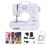Leogreen Máquina de Coser Portátil, 12 Puntadas de Costura, Lila | Costura inversa, luz LED, pedal, kit de costura incluido, para principiantes y expertos