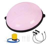 Leogreen Media Pelota Equilibrio 58 cm Yoga con Bandas y Bomba, Rosa