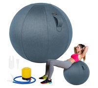 Leogreen Pelota de Pilates, Fieltro Silla de Bola 65cm de Ejercicio Gymball, Incluye Inflador, para Oficinas en Casa, Entrenamiento de Equilibrio, Pelota de Yoga, Azul
