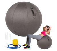 Leogreen Pelota de Pilates, Fieltro Silla de Bola de Ejercicio Gymball 75cm, Anti-pinchazos, Incluye Inflador, para Oficinas en Casa, Entrenamiento de Equilibrio, Pelota de Yoga (Gris)
