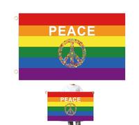 LEOINAER Bandera de la Paz, 100D poliéster Resistente, Colores Brillantes con símbolo de Paz, para Uso Interior y Exterior - Bandera Multicolor de 90x150 cm, Ligera y Duradera