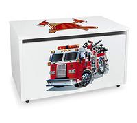 leomark Caja Banco de Madera Blanca con Almacenamiento 71x40x46 cm Bombero | Largo 71 cm, Alto sin ruedas: 41cm, Diámetro de la rueda: 30 mm, Baúl designado a auto montaje, Tiempo de montaje, 20 minutos