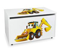leomark Caja de Madera Blanca con Almacenamiento 71x40x46 cm Excavador | Blanco Caja de madera banco, Ancho: 40 cm, Alto sin ruedas: 41 cm, Diámetro de la rueda: 30 mm, Tiempo de montaje, 20 minutos