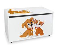 leomark Caja de Madera Blanca con Almacenamiento 71x40x46 cm Perro y Gato | Blanco Caja de madera banco, Ancho: 40 cm, Alto sin ruedas: 41 cm, 79 x 49 x 13 cm, Peso 14 kg, Tiempo de montaje, 20 minutos