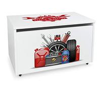leomark Caja de Madera Blanca para Juguetes 71x40x46 cm Servicio de Auto