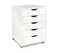 leomark Cajonera Móvil con Ruedas 5 Cajones de Tablero de Muebles Moderno | Mueble oficina escritorio almacenaje, documentos, accesorios organizador despacho estudio casa, Material tablero de muebles