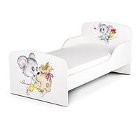 leomark Cama Infantil Completa de Madera, Colchón 140x70 cm Ratones Felices