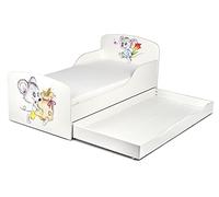 leomark Cama Infantil Completa de Madera, Marco de Cama Ratones Felices S
