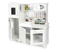 Leomark Cocina de Juguete Grande Retro Blanca con Frigorífico Microondas Horno Fregadero Grifo Accesorios Sonidos Luces Estantes Teléfono Juego de Imitación Cocina Infantil Educativa para Niños y Niña