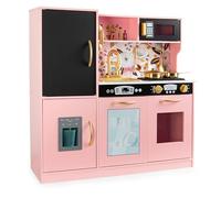 leomark Cocina de Madera Pink MEMO - Cocina de Madera para Jugar con Accesorios, Perfectamente Equipada - Versión Rosa, Dim: 83,4 x 24 x 80,6 cm (Largo/Profundo/Alto) (Rosa)