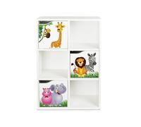 leomark Estantería de Madera con 3 Puertas, Kubico Slim Estilo Animales 2 | Librería de Madera, para Libros Juguetes, Práctico, Mueble para almacenaje (Animales 2), Medidas 59,5x29x89,5 cm, KUBICO SLIM