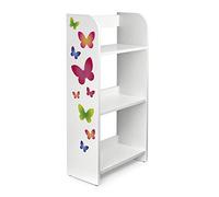 leomark Estantería de Madera para Niños - Mariposas - Tres Estantes, Librero para Dormitorio, Altura 102,5 cm