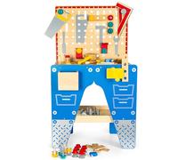 leomark Joven mecánico, Banco de Herramientas para niños, Banco de Trabajo con amplios Acc. y Juego de Tornillos Mesa de Herramientas realistas, Juguete de Madera, Montessori Intelectual construcción