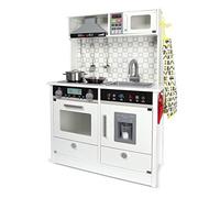 Leomark White Modern Cocina Madera Infantil con Accesorios: Campana Extractora, microondas - Color Blanco - Juguete para Niños, Dim: 65x30x94 (Altura) cm