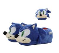 Leomil Sonic Pantuflas niños Pantuflas 3D de peluche 33, Ideal para todas las superficies en casa, Azul