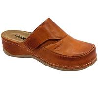 LEON 2019 Zuecos Zapatos Zapatillas de Cuero para Mujer, Marrón, EU 37