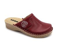 LEON 360 Zuecos Mules Zapatillas Zapatos de Cuero, Mujer, Rojo Oscuro, EU 37