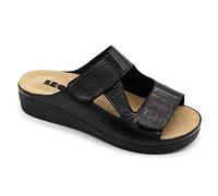 LEON 5010 Sandalias Zuecos Mules Zapatillas Zapatos de Cuero, Mujer, Negro, EU 39
