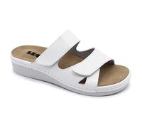 LEON 5011 Sandalias Zuecos Mules Zapatillas Zapatos de Cuero, Mujer, Blanco, EU 37