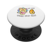 León 6º cumpleaños en mi era de 6 años lindo animal divertido PopSockets PopGrip Adhesivo
