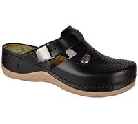 Leon 900 Zuecos Zapatos Zapatillas de Cuero Para Mujer, Negro, EU 36