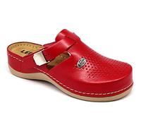 LEON 900 Zuecos Zapatos Zapatillas de Cuero para Mujer, Rojo, EU 36