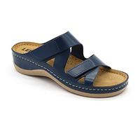 LEON 906 Sandalias Zuecos Zapatos Zapatillas de Cuero para Mujer, Azul, EU 41