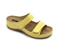LEON 907 Sandalias Zuecos Mules Zapatillas Zapatos de Cuero, Mujer, Amarillo, EU 40
