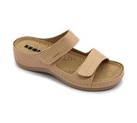 LEON 907 Sandalias Zuecos Mules Zapatillas Zapatos de Cuero, Mujer, Beige, EU 41