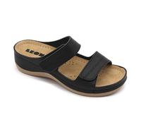 LEON 907 Sandalias Zuecos Mules Zapatillas Zapatos de Cuero, Mujer, Negro, EU 39