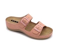 LEON 908 Sandalias Zuecos Mules Zapatillas Zapatos de Cuero, Mujer, Rosa, EU 41