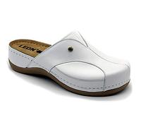 LEON 912 Zuecos Zapatos Zapatillas de Cuero para Mujer, Blanco, EU 36
