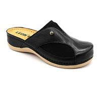 LEON 912 Zuecos Zapatos Zapatillas de Cuero para Mujer, Negro, EU 39