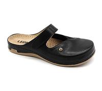 LEON 953 Zuecos Mules Zapatillas Zapatos de Cuero, Mujer, Negro, EU 40