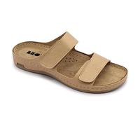 LEON 954 Sandalias Zuecos Mules Zapatillas Zapatos de Cuero, Mujer, Beige, EU 38