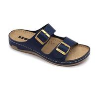 LEON 955 Sandalias Zuecos Mules Zapatillas Zapatos de Cuero, Mujer, Azul, EU 37