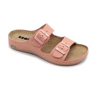 LEON 955 Sandalias Zuecos Mules Zapatillas Zapatos de Cuero, Mujer, Rosa, EU 37