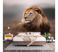 LeóN Africano Fotomural para Pared de Tela No Tejida 200x140 cm, De Color Claro Papel Pintado Decorativo de Interiores para Salón Dormitorio Oficina Pasillo Comedor, Fácil de Instalar