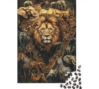 León Africano Puzzle de 1000 Piezas Animales Salvajes Safari Papel Puzzle para Adultos Familia Relajante Decoración Regalo 70x50cm/1000pcs