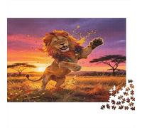 León Africano Puzzle de 1000 Piezas Papel para Adultos Atardecer en la Sabana Juego de Puzzle 1000 Piezas Relajante Hogar Regalo Nan