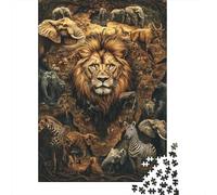 León Africano Puzzle de 1000 Piezas Papel para Adultos Reino Animal Salvaje Juego de Puzzle Relajación Concentración Decoración Regalo Familia 38x26cm/1000pcs