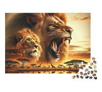 León Africano Puzzle para Adultos Puzzle de 1000 Piezas Paisaje Atardecer Relajación Decoración Regalo 52x38cm/1000pcs