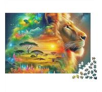 León Africano Sabana Africana Puzzle de 1000 Piezas Papel para Adultos Puesta de Sol Relajación Regalo Hogar 70x50cm/1000pcs