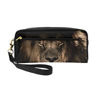 León Africano Salvaje Felino Mane Primer Plano Vida Silvestre, Bolsa de Maquillaje Bolsa de cosméticos Bolsa de Aseo de Viaje portátil Estuche de Cuero para Mujeres y niñas